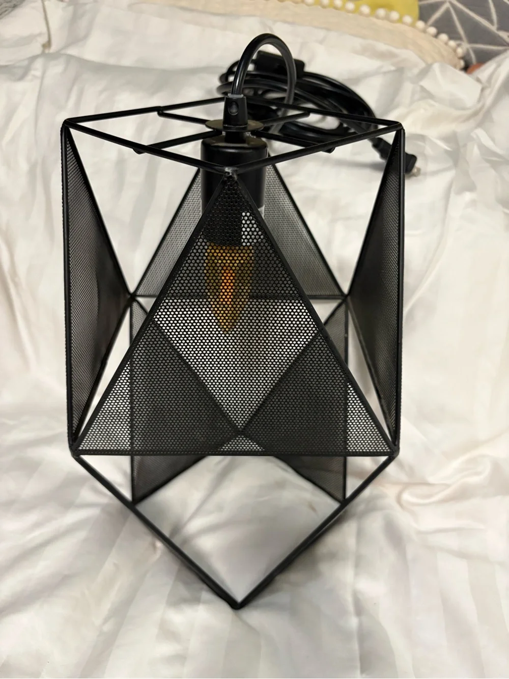 Black Geometric Metal Table Lamp Accent Light
